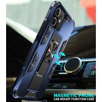 Wholesale iPhone 11 6.1 Military Grade Armor Protection Stand Magnetic Feature Case (Navy Blue)